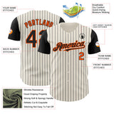 Custom Cream Black Pinstripe Orange Authentic Two Tone Baseball Jersey