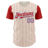 Custom Cream Red Pinstripe White-Light Blue Authentic Two Tone Baseball Jersey