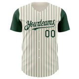 Custom Cream Green Pinstripe Green Authentic Two Tone Baseball Jersey