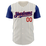 Custom Cream Royal Pinstripe Red Authentic Two Tone Baseball Jersey