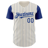 Custom Cream Royal Pinstripe Royal Authentic Two Tone Baseball Jersey