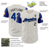 Custom Cream Royal Pinstripe Black Authentic Two Tone Baseball Jersey