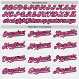 Custom White Pink Pinstripe Black Authentic Two Tone Baseball Jersey