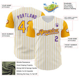 Custom White Gold Pinstripe Purple Authentic Two Tone Baseball Jersey