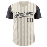 Custom Cream Steel Gray Pinstripe Steel Gray Authentic Two Tone Baseball Jersey