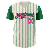 Custom Cream Kelly Green Pinstripe Pink Authentic Two Tone Baseball Jersey