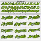 Custom White Neon Green Pinstripe Black Authentic Two Tone Baseball Jersey