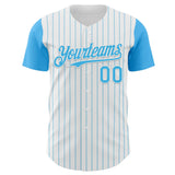 Custom White Sky Blue Pinstripe Sky Blue Authentic Two Tone Baseball Jersey