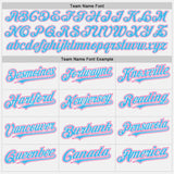 Custom White Sky Blue Pinstripe Pink Authentic Two Tone Baseball Jersey