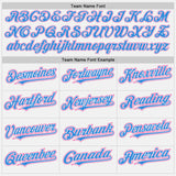 Custom White Electric Blue Pinstripe Pink Authentic Two Tone Baseball Jersey