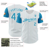 Custom White Panther Blue Pinstripe Panther Blue Authentic Two Tone Baseball Jersey