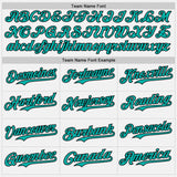 Custom White Aqua Pinstripe Black Authentic Two Tone Baseball Jersey