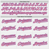 Custom White Medium Pink Pinstripe Purple Authentic Two Tone Baseball Jersey