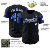 Custom Black Royal Pinstripe White Authentic Two Tone Baseball Jersey