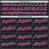 Custom Black Pink Pinstripe Teal Authentic Two Tone Baseball Jersey