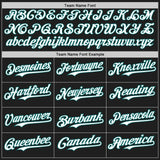 Custom Black Teal Pinstripe White Authentic Two Tone Baseball Jersey