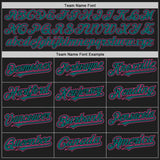 Custom Black Teal Pinstripe Pink Authentic Two Tone Baseball Jersey