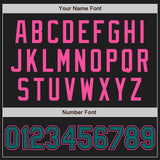 Custom Black Teal Pinstripe Pink Authentic Two Tone Baseball Jersey