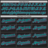 Custom Black Aqua Pinstripe Pink Authentic Two Tone Baseball Jersey