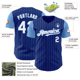 Custom Royal Light Blue Pinstripe White Authentic Two Tone Baseball Jersey