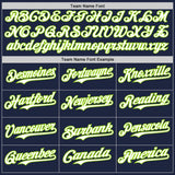 Custom Navy Neon Green Pinstripe White Authentic Two Tone Baseball Jersey