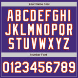 Custom Purple Orange Pinstripe White Authentic Two Tone Baseball Jersey