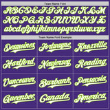 Custom Purple Neon Green Pinstripe White Authentic Two Tone Baseball Jersey