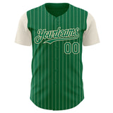 Custom Kelly Green Cream Pinstripe Cream Authentic Two Tone Baseball Jersey