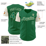Custom Kelly Green Cream Pinstripe Cream Authentic Two Tone Baseball Jersey