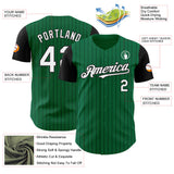 Custom Kelly Green Black Pinstripe White Authentic Two Tone Baseball Jersey