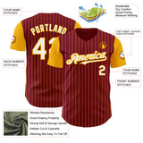 Custom Crimson Gold Pinstripe White Authentic Two Tone Baseball Jersey