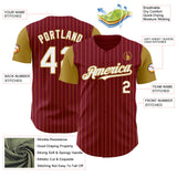 Custom Crimson Old Gold Pinstripe White Authentic Two Tone Baseball Jersey