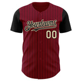 Custom Crimson Black Pinstripe Cream Authentic Two Tone Baseball Jersey