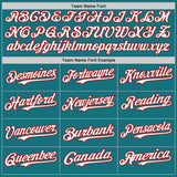 Custom Teal Red Pinstripe White Authentic Two Tone Baseball Jersey