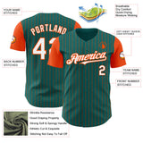 Custom Teal Orange Pinstripe White Authentic Two Tone Baseball Jersey