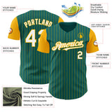 Custom Teal Gold Pinstripe White Authentic Two Tone Baseball Jersey
