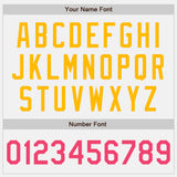 Custom White Neon Pink Aqua-Gold Authentic Two Tone Baseball Jersey