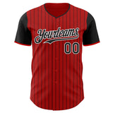 Custom Red Black Pinstripe White Authentic Two Tone Baseball Jersey