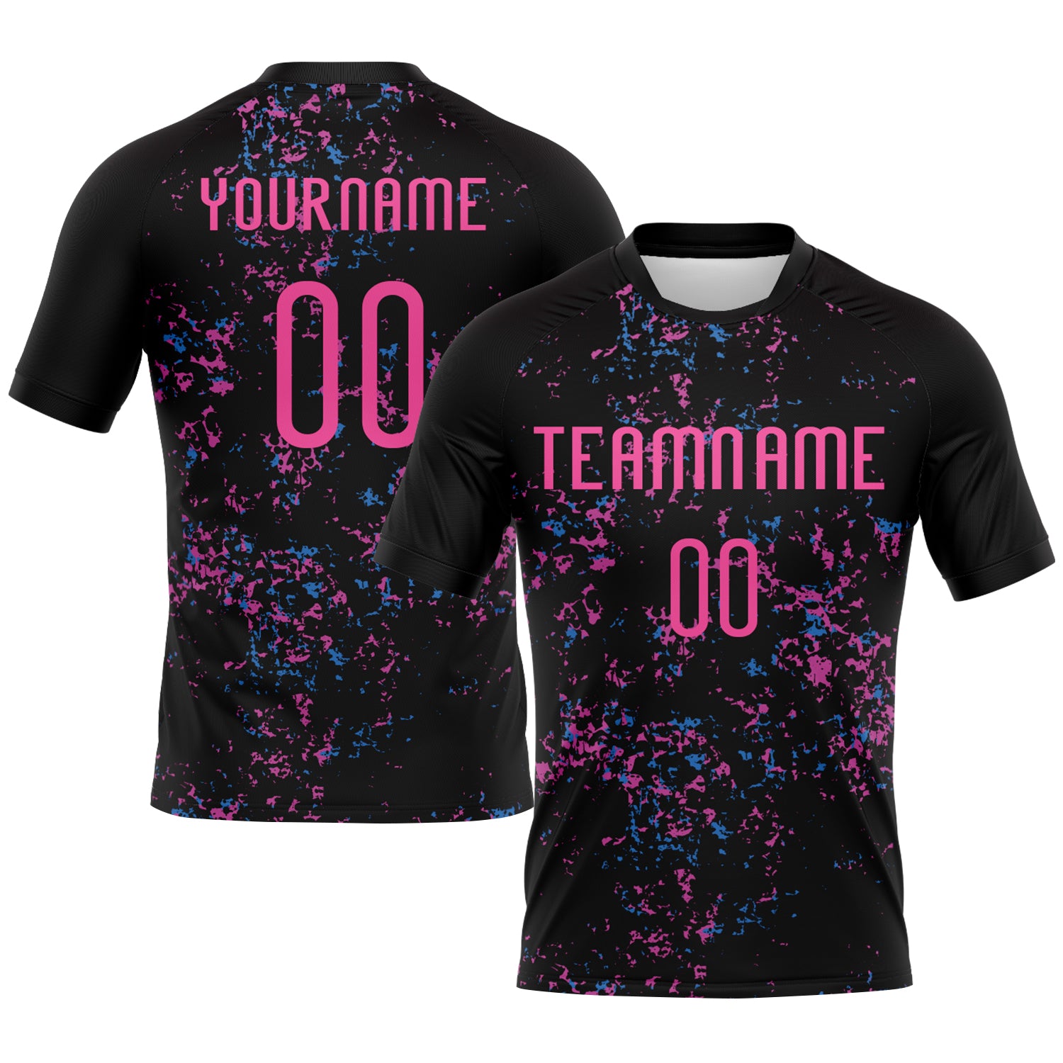 Custom Black Pink Light Blue Abstract Fragment Art Sublimation Volleyball Uniform Jersey Sale UKSN INC