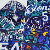 Custom Stitched Graffiti Pattern White-Royal 3D Sports Pullover Sweatshirt Hoodie