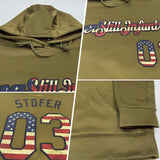 Custom Stitched Olive Vintage USA Flag-Black American Flag Sports Pullover Sweatshirt Salute To Service Hoodie