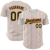 Custom White (Green Orange Pinstripe) Green-Orange Authentic Baseball Jersey