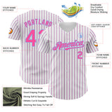 Custom White (Light Blue Pink Pinstripe) Pink-Light Blue Authentic Baseball Jersey