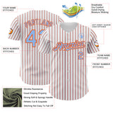 Custom White (Light Blue Orange Pinstripe) Light Blue-Orange Authentic Baseball Jersey