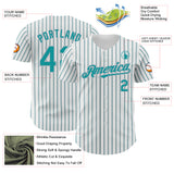 Custom White (Teal Gray Pinstripe) Teal-Gray Authentic Baseball Jersey