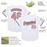 Custom White Medium Pink-Black Mesh Authentic Throwback Baseball Jersey