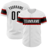 Custom White Black-Red Authentic Baseball Jersey