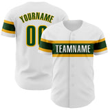 Custom White Green-Gold Authentic Baseball Jersey
