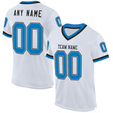 Custom White Blue Gray-Black Mesh Authentic Throwback Football Jersey