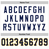 Custom White Navy-Gold Mesh Authentic Throwback Football Jersey